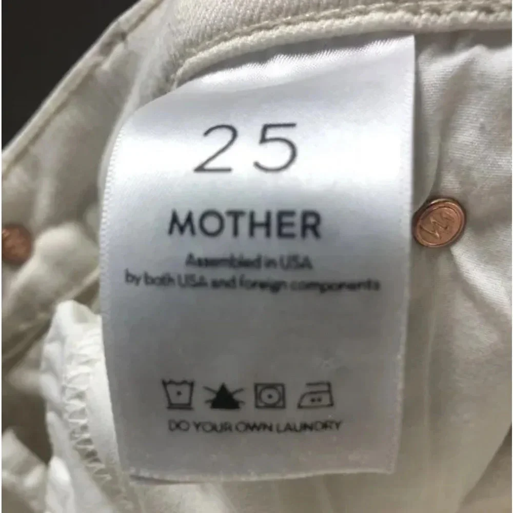 Mother Womens White Light Wash Coin Pocket Denim Straight Jeans Size 25